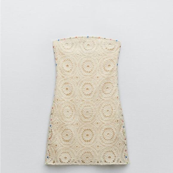 ZARA BLOGGER FAVORITE STRAPLESS CROCHET DRESS - Picture 12 of 14